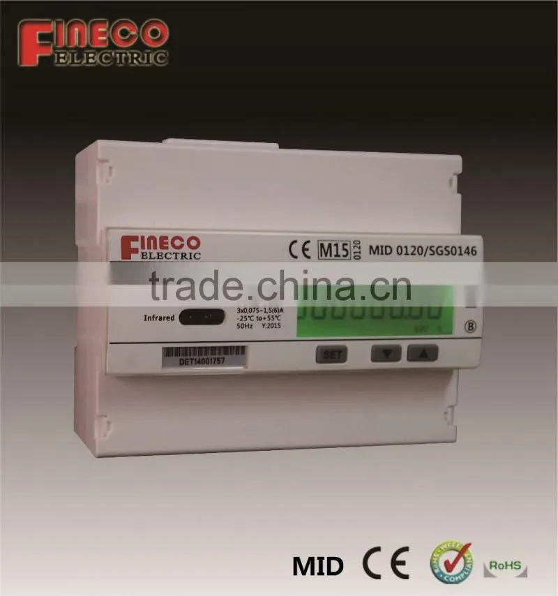 MID certificated CT connected 3 phase kWh meter
