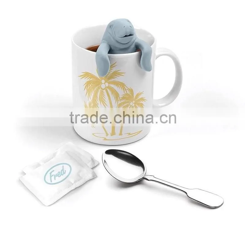Free Mould! Wholesale Silicone Manatee tea Diffuser Infuser,silicone Loose Tea Leaf Strainer, silicone tea Herbal Spice Filter
