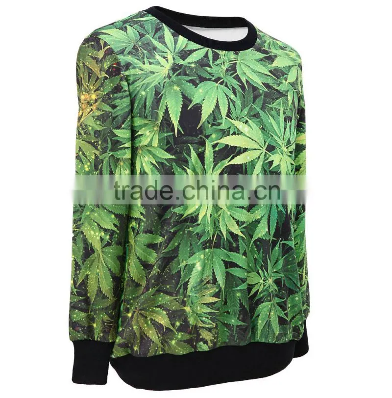 New 2015 Fashion All Over Full Print Sweatshirt Sport Suit Women Hoody Leaf 3D Print Sweatshirts Hot
