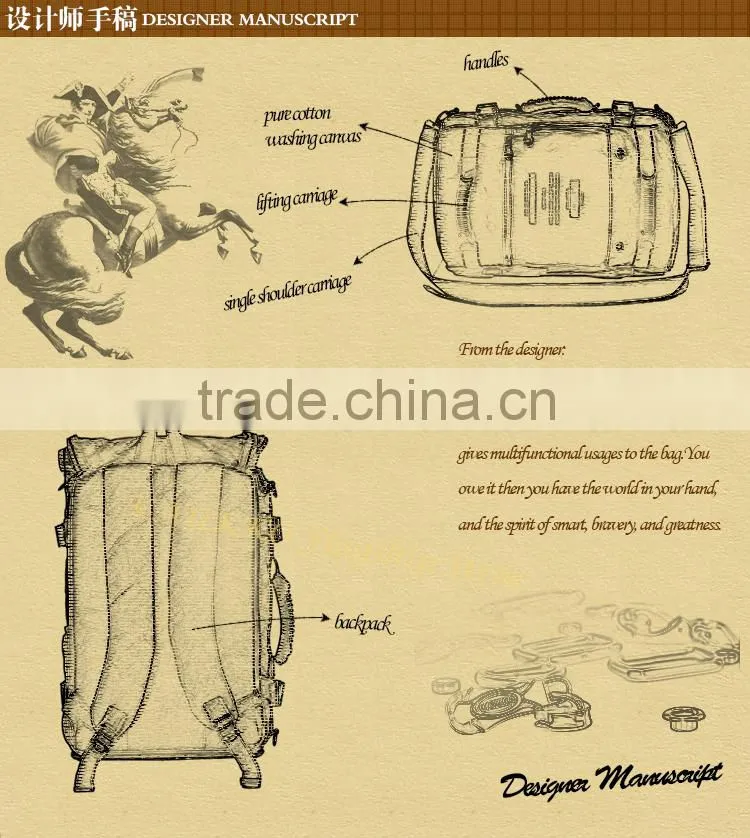 Outdoor Hiking backpack canvas vintage daypack for Travel