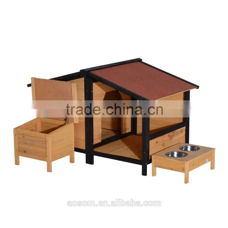 Pawhut Small Elevated Dog House with Opening Roof