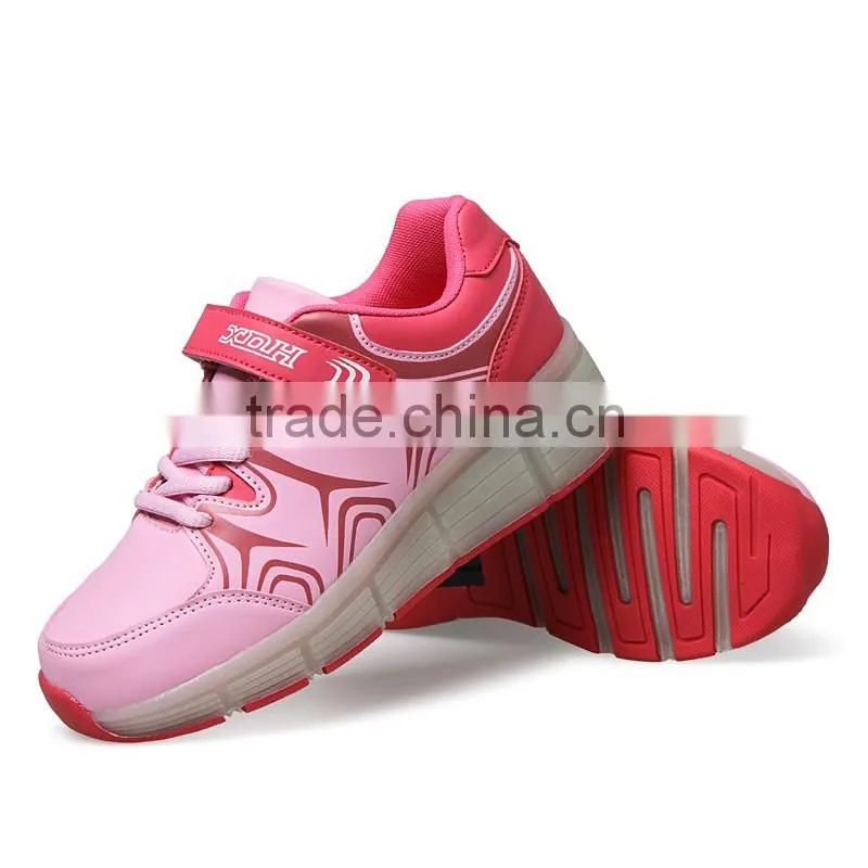 High quality roller skates USB charge led light children running sports shoes