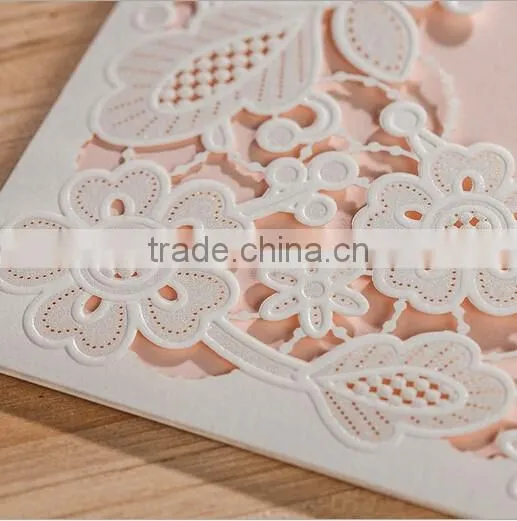 White silk tie laser cut wedding invitation card