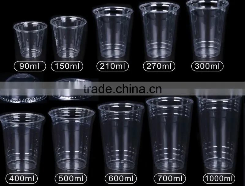 Premium Plastic Clear PET Cups with Flat Lids