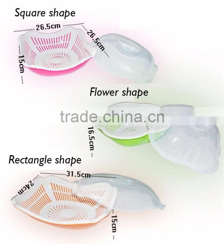Certification Passed Plastic Fruit Basket Strainer With Net Cover