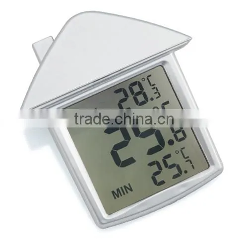 Promotional small size house shaped thermometer clock for gift