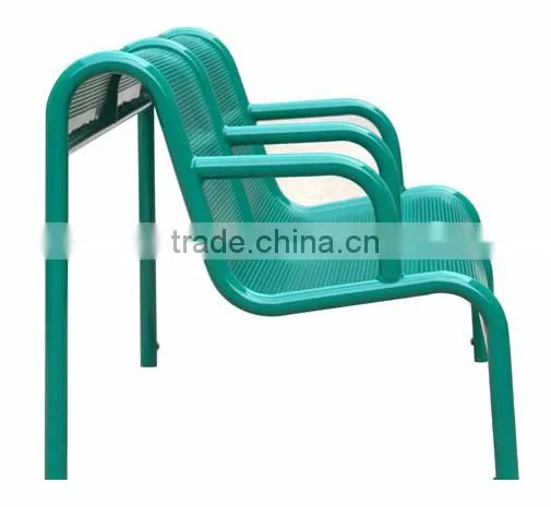 high backed outdoor metal resting bench