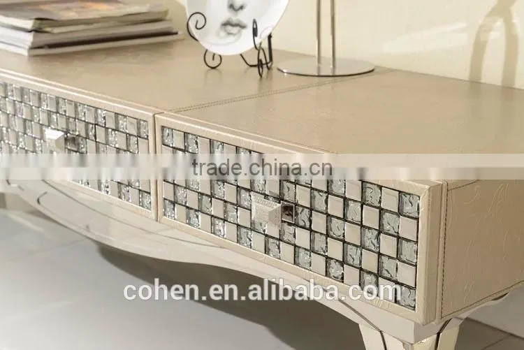 2016 Latest luxury mosaic decoration lcd tv stand modern/used tv stand/modern tv stand cabinet for stainless steel furniture