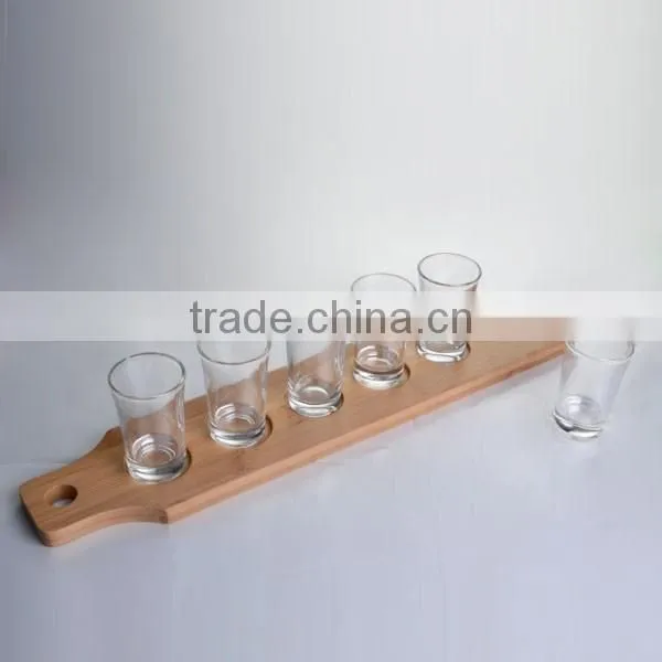 LFGB,FDA,CIQ,SGS Certification and Eco-Friendly Feature shot glass set with wooden tray