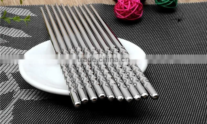 WNL-912 Twisted handle stainless steel travel chopsticks