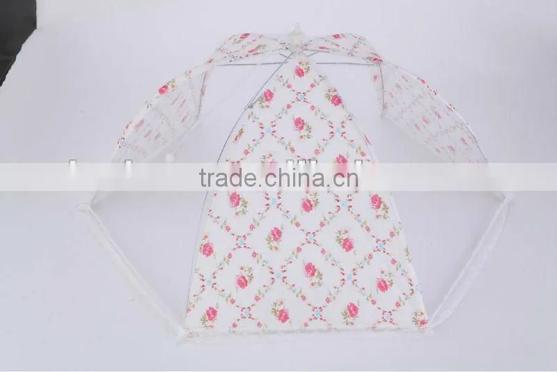 high quality unfoldable food cover,fixed food cover with flower
