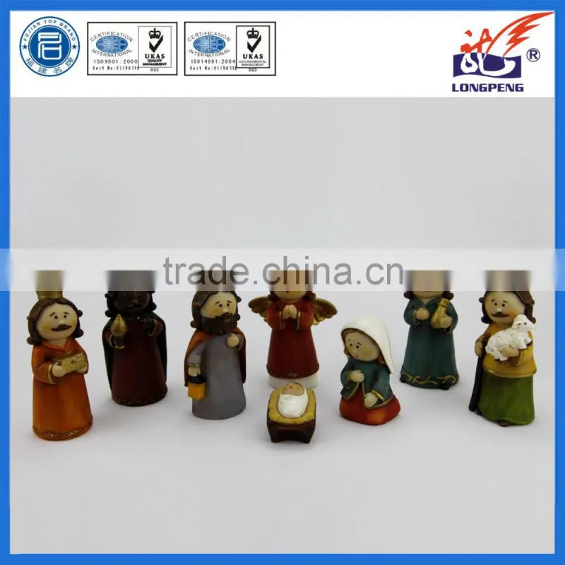 Handmade Polyresin Religious Cartoon Nativity Set For Decoration