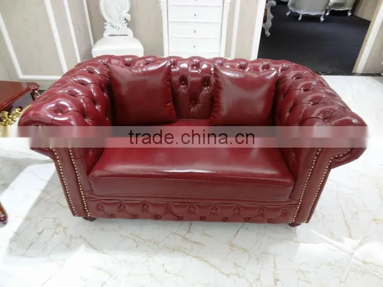 ND2603 popular UK chesterfield cheap leather studded Crystal button tuft antique living room fancy sofa home furniture set