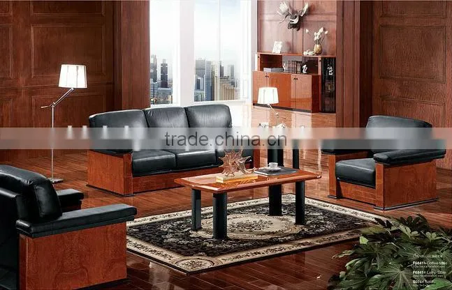 Vintage Office Sofa,Luxury Office Furniture,Black Leather Office Sofa(BF08-0226)