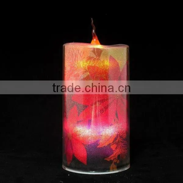 LED lighted acrylic heart shape base colorful candles decoraitons