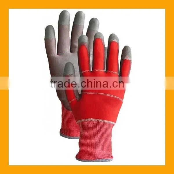 Fluorescent Green PU Palm Coated Garden Builders Grip Gloves