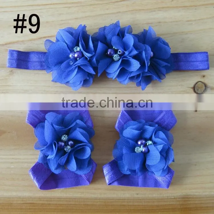 fabric flower headband for kids hair accessories, foot flower band for baby girl
