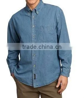 NEW!Stone Washed Cotton Denim Workwear Shirt SLD036