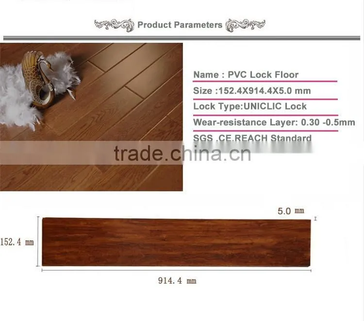 Home decoration good quality quick click lock pvc floor