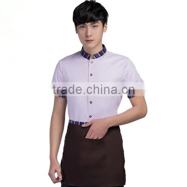 Wholesale elegant cheap own brand embroidery logo breathable hotel reception uniform