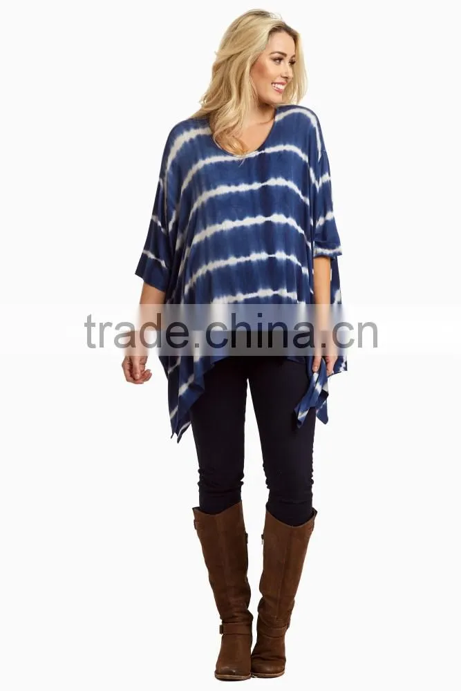 Latest tye dye print flowy fit maternity clothes wear asymmetric maternity top