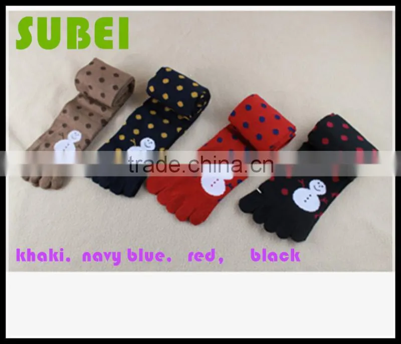 Warm Christmas stockings,Their five fingers wool mixed high boots socks