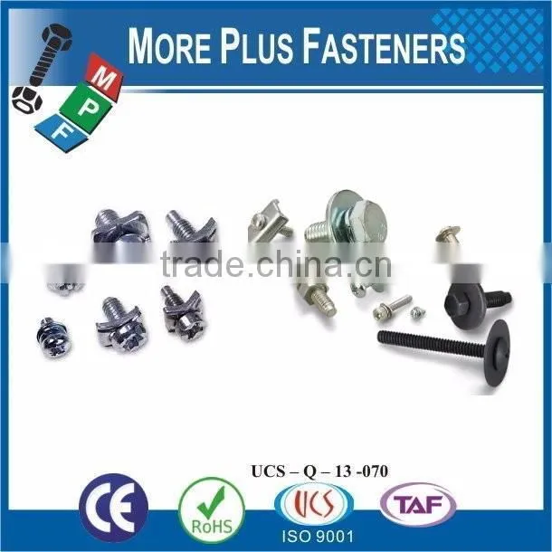 Taiwan JIS B1187 M3 M12 M3-0.5 x 10mm Phillips Pan Head Grade A2-70 Stainless Steel Square Conical Washer SEMS Machine Screw