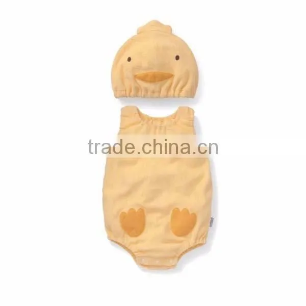 cartoon animal fruit sleeveless 100% cotton baby romper with hat