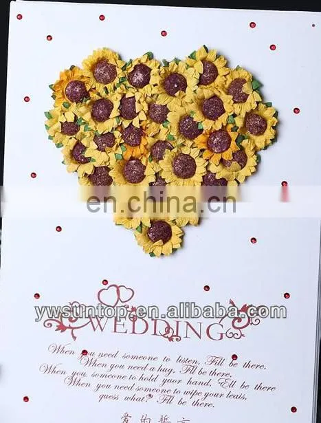 2015 cheap Novel heart design with rose decoration wedding guest book