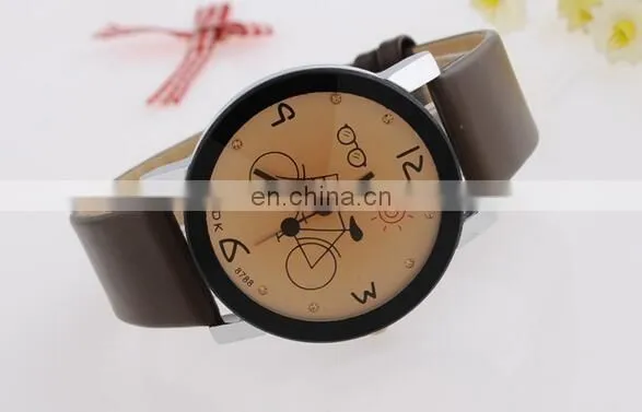 2017 New Women Wristwatch Fashion Casual Watches Cute Cartoon Bike Genuine Leather Watches Women Quartz Watch