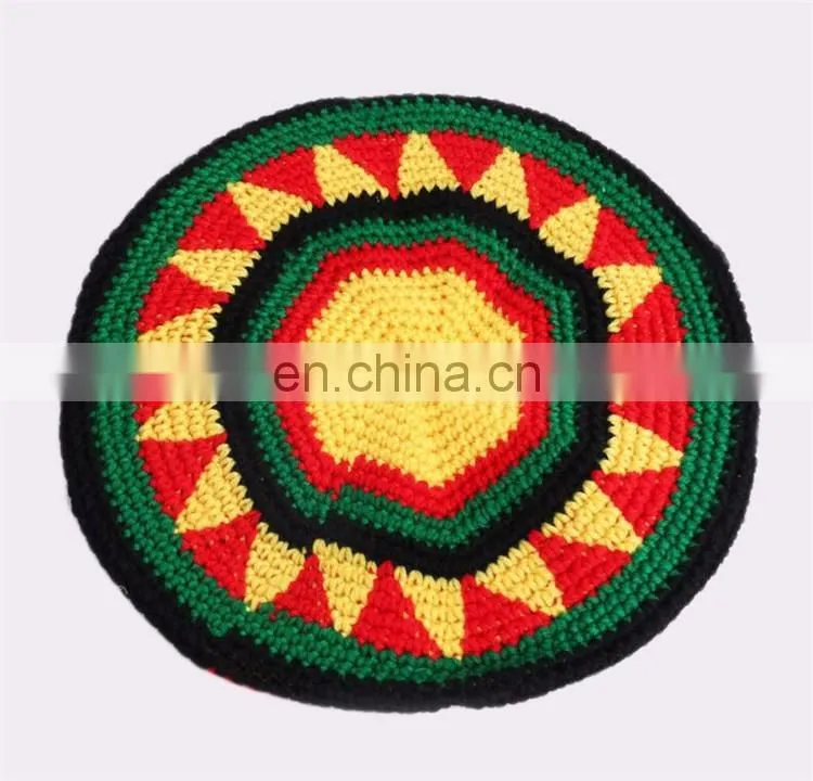 Custom fashion jamaica knitted crochet rasta beanie hat
