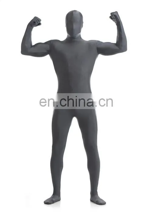 Fancy Dress Halloween Costume Grey Spandex Lycra Full Body Zentai Suit Unitard