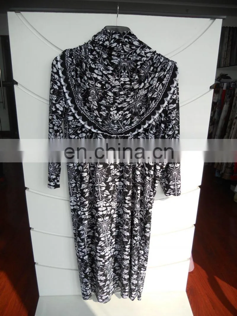 High Quality Floral Printing Fashion Ladies' Polyester Arab Robe For Spring, Summer, Autumn