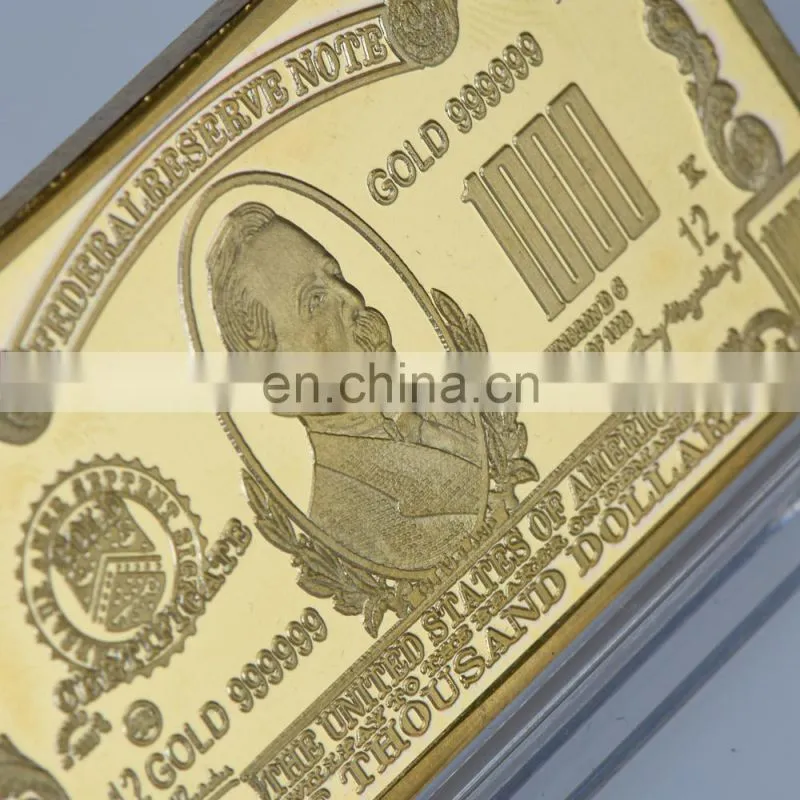 WR One Thousand Pure Gold Bar Home Decorative American Banknote Gold Art Crafts 24k Gold Bar Ornament wholesale price