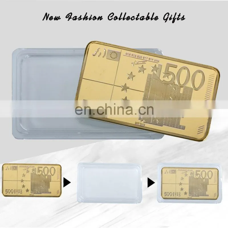 WR Valentine's Day Gift Euro 500 Gold Plated Bar Luxury Home Decor Golden Challenge Coin for Collectible Souvenir