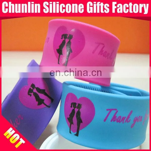 Printing Silicone Slap Bracelet as Wedding GIfts for Lover