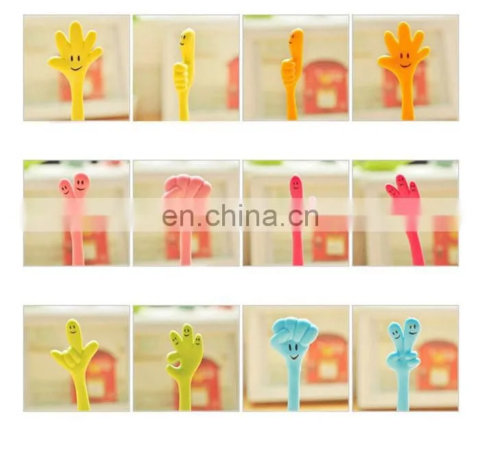 Silicone PP creative stationery ballpoint pen/colorful gestures for children study