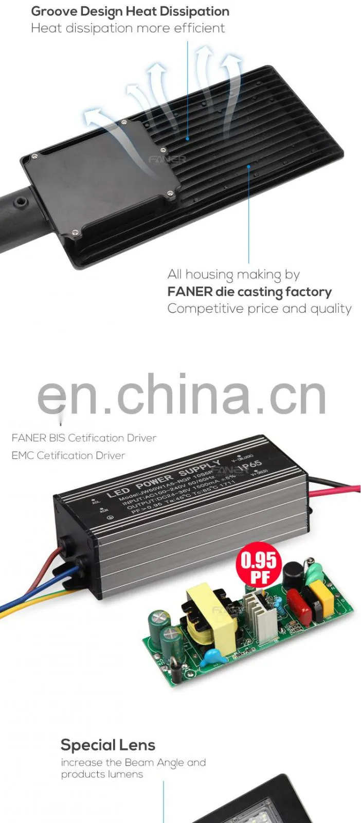 China big factory Faner lighting CB SASO CE ROHS BIS waterproof IP65 150W led street light for garden for street for project