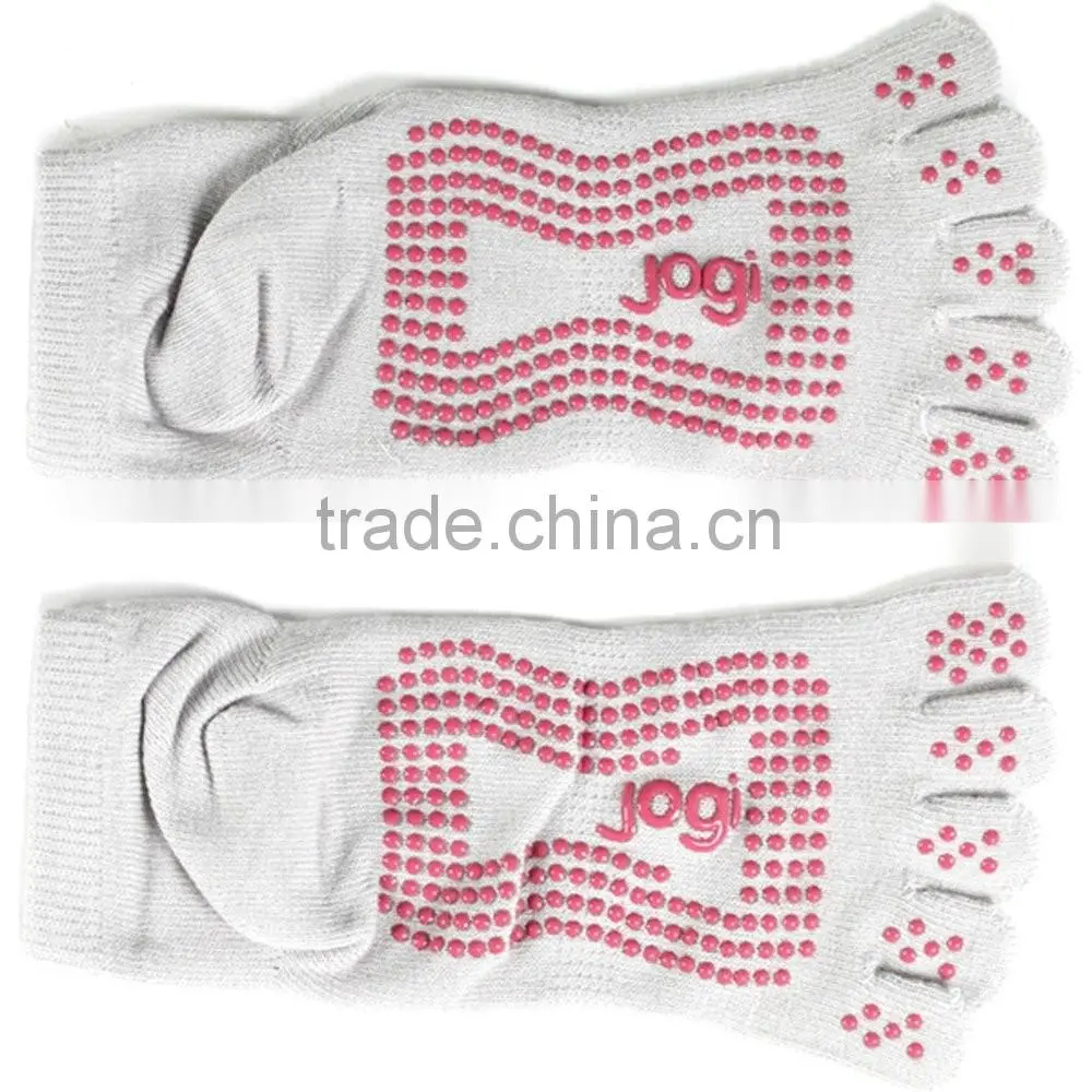 Men's/Women's Unisex Green Grippers/Trampoline Crew Yoga Toesocks 5 Five Fingers Socks