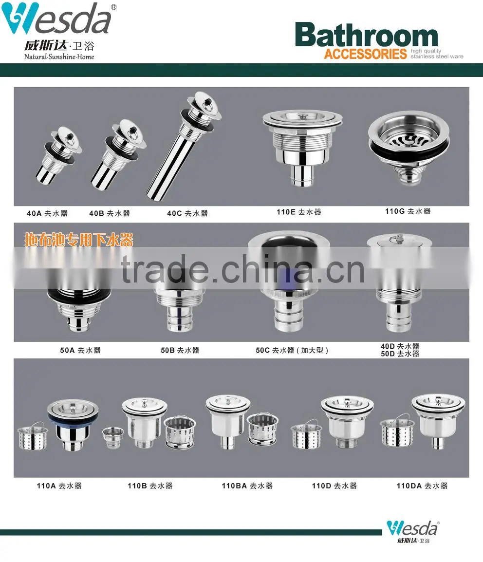 Chaoan WESDA stainless steel Steel pop up waste sink strainer for kitchen sink. Wholesale