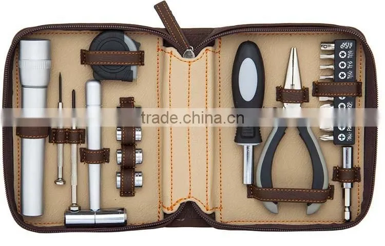 Zippered Faux Leather Carry Case,OEM Leather Electrician Tools Travel carrying case, Leather Tools storage bag