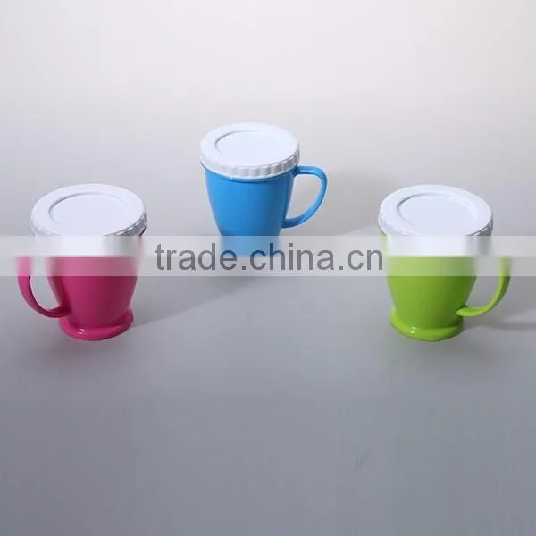300ML PP PLASTIC MUG WITH LID FOR OFFICE
