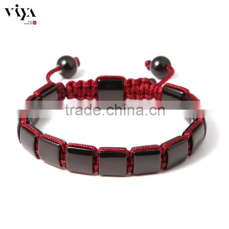 Viya Luxury Mens Bracelets with Charm Square Beads Chinese Knot