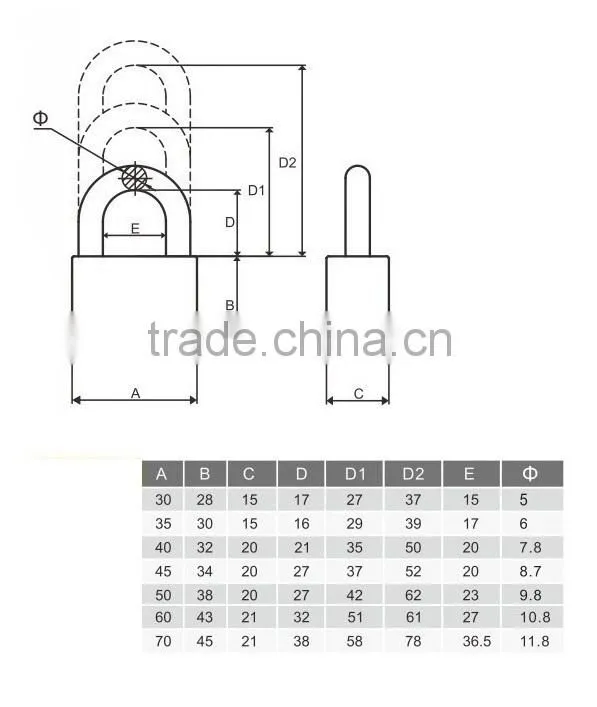Double Locking Vane Keys Square Brass Padlock