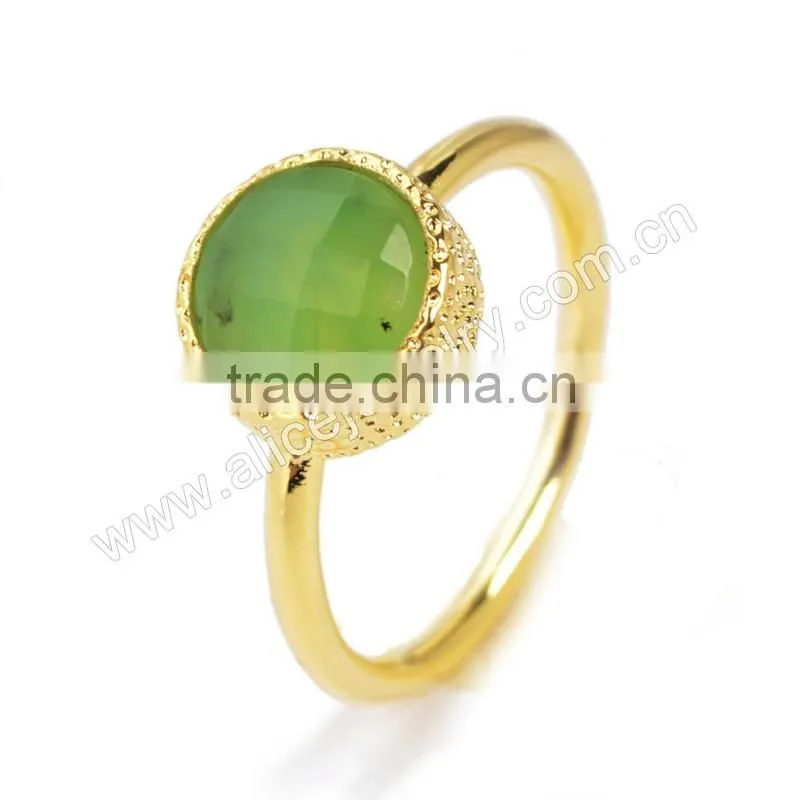 Gold green chrysoprase stacking ring