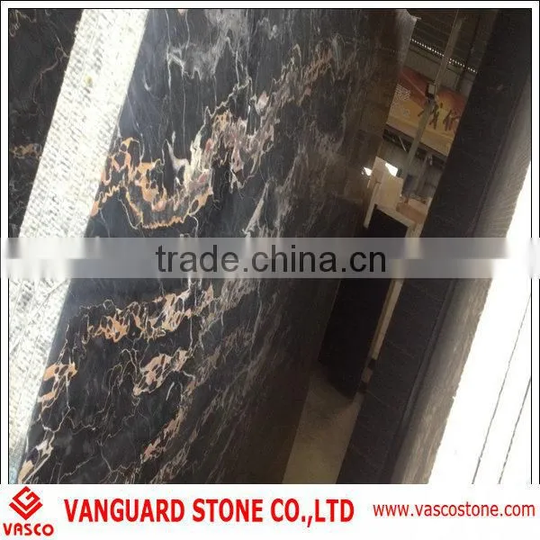 Italian black gold marble slab