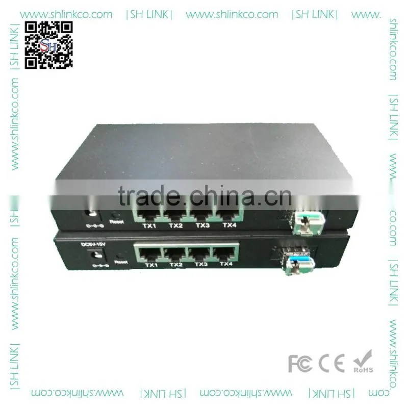 Neutral packing 8*10/100/1000Base-T to 2*1000Base-F Gigabit 8 port media converter