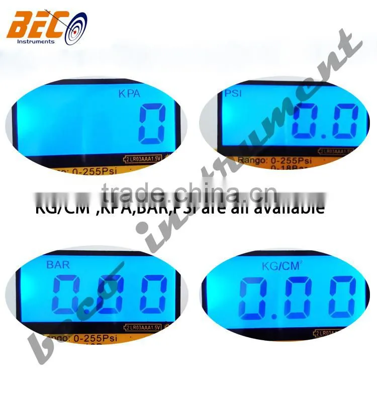 four pressure ranges rubber hose digital tyre pressure guage