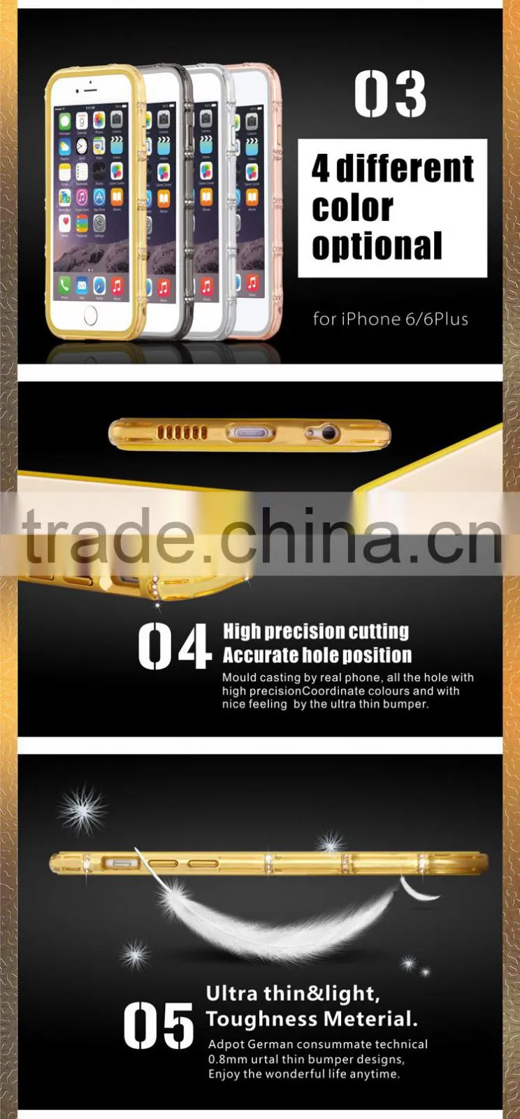 Factory Wholesale Metal Phone Case with TPU for iPhone 6 Plus