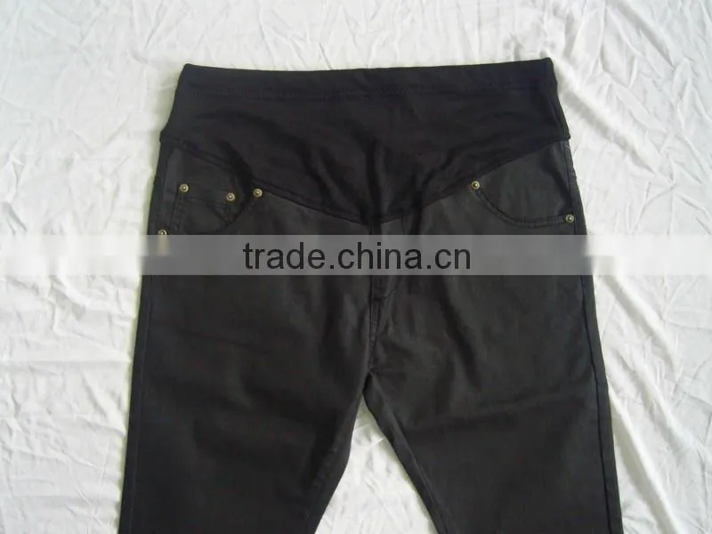 2014AW Stretch comfortable Maternity in PU leather jeans